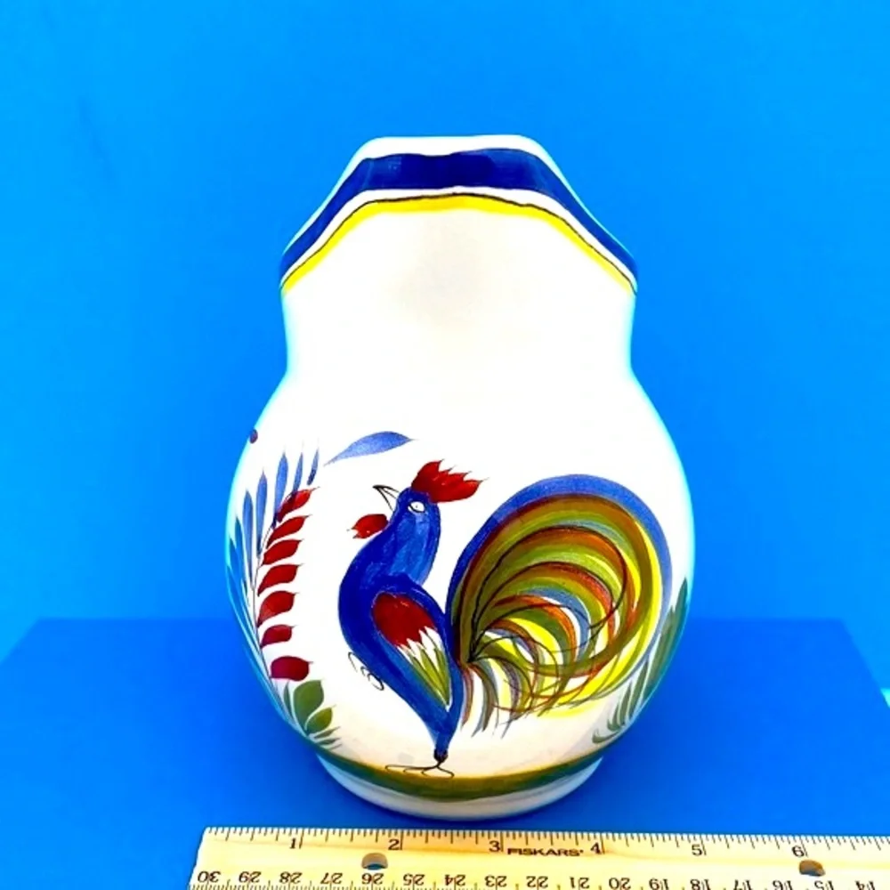 Vintage Keraluc Quimper Pottery Rooster Pitcher